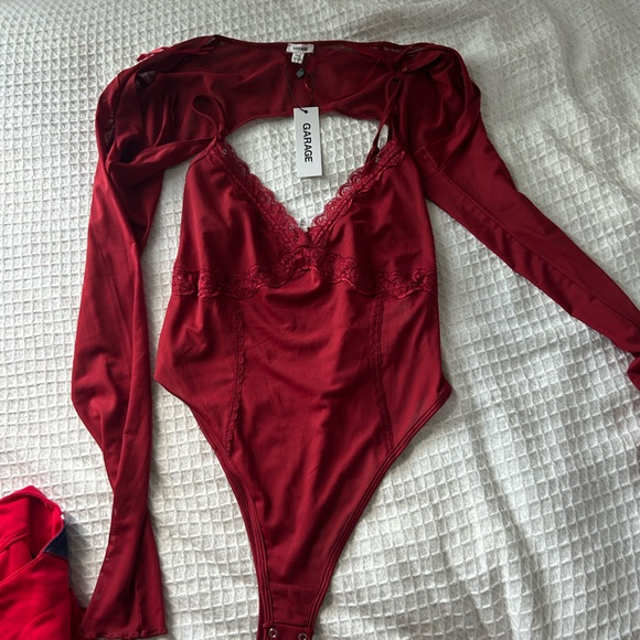Garage Burgundy Lace Bodysuit - Picture 1 of 2